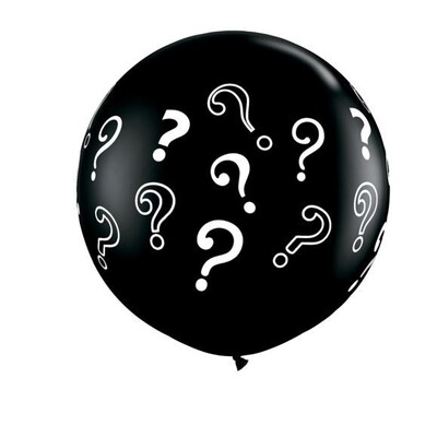 Standard Black & White Question Marks 90cm Latex Balloon (Pk 1)