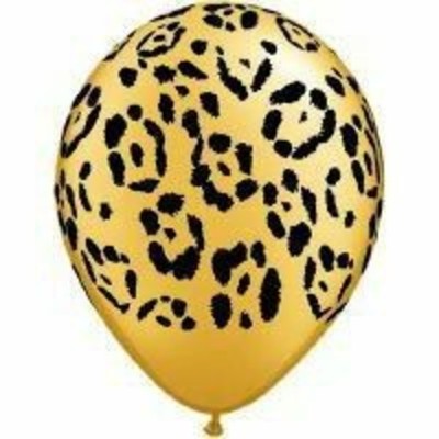 Leopard Print on Metallic Gold 28cm Latex Balloons Pk 50