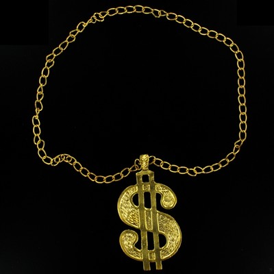 Party Necklace - Pimp Dollar Sign (Gold) Pk1 