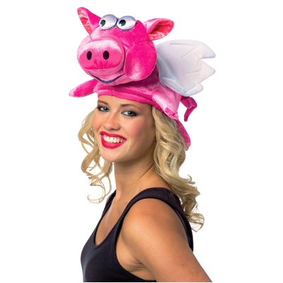 Plush Novelty Flying Pig Hat