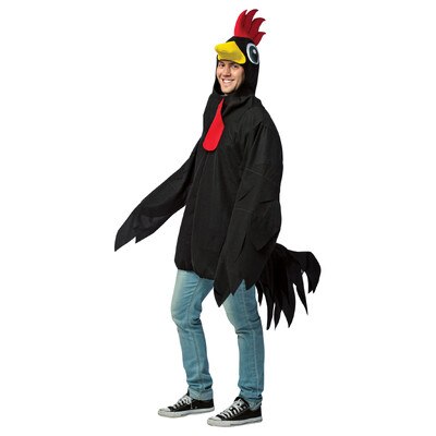 Adult Big Black Rooster Costume One Size Fits Most