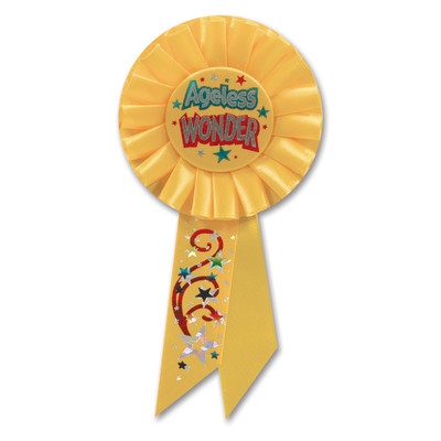 Ageless Wonder Yellow Rosette Badge / Award Ribbon Pk 1