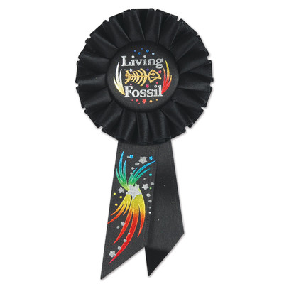 Living Fossil Black Rosette Badge / Award Ribbon Pk 1