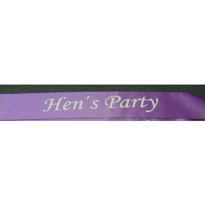 Hen's Party Purple Satin Sash Pk 1