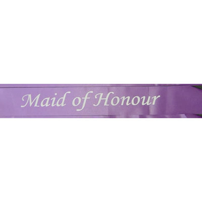 Maid of Honour Purple Satin Sash Pk 1