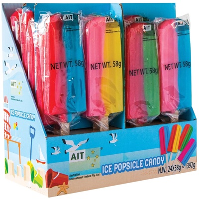 Gummy Popsicle Candy Lollipops 58g (Pk 24)