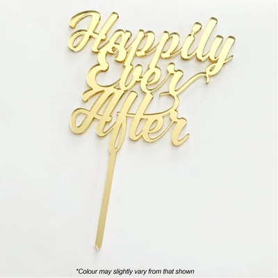 Gold Acrylic Happily Ever After Wedding Cake Topper