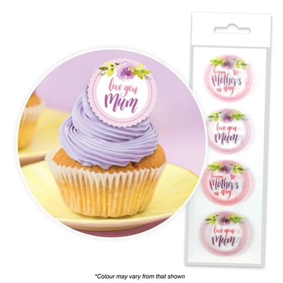 Mother's Day Edible Wafer Cake Toppers (Pk 16)