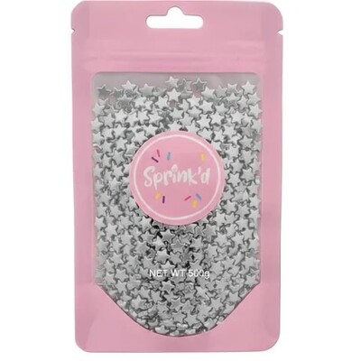 Sprink'd Silver Stars 7mm Edible Cake Sprinkles 500g