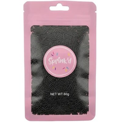 Sprink'd Black Jimmies Edible Cake Sprinkles 60g