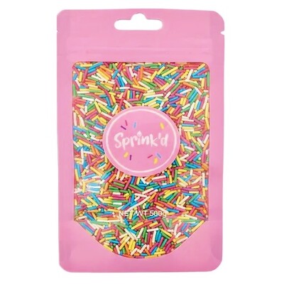 Sprink'd Rainbow Jimmies Edible Cake Sprinkles 500g