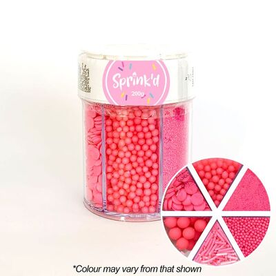 Bright Neon Pink Mixed Cake Sprinkles 6 Styles (200g)