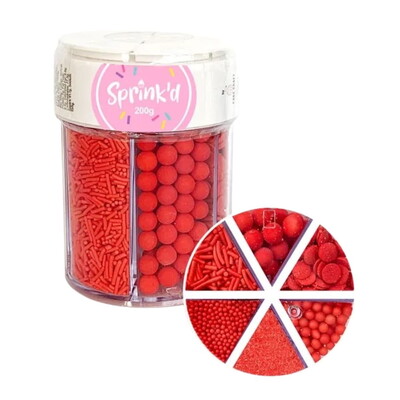 Red Edible Cake Sprinkles 6 Styles 200g