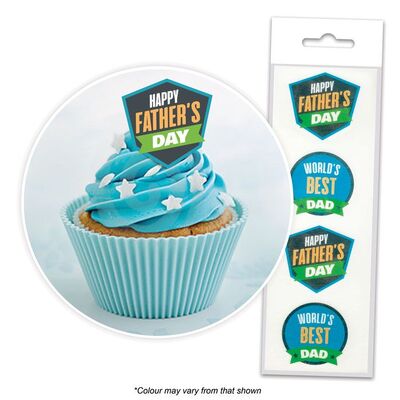 Edible Fathers Day Cake Topper Wafers 2 Designs (Pk 12)
