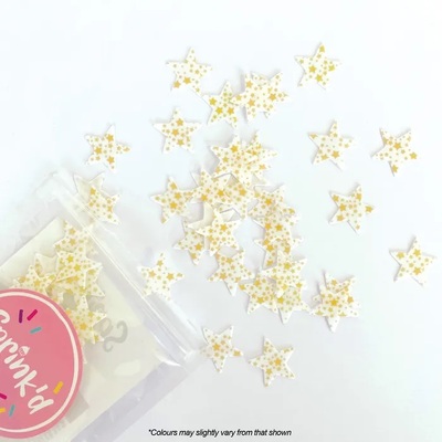Edible White Gold Stars Cake Sprinkles Wafers 2g