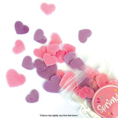 Edible Cake Decoration Pink & Purple Hearts Wafers 9g