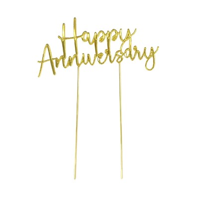 Gold Happy Anniversary Metal Cake Topper