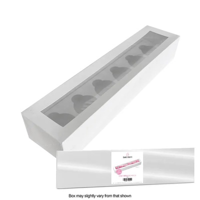 White 6-Hole Window Cupcake Box (Pk 10)