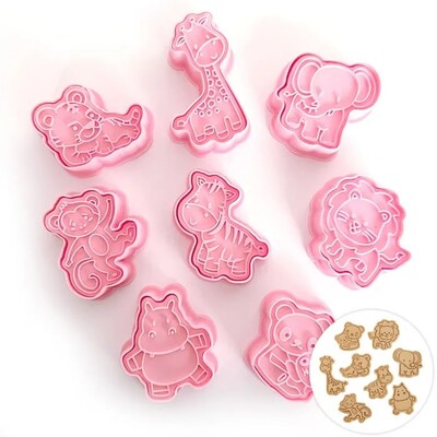 Jungle Animals Cookie Cutter Stamper Set Pk 8