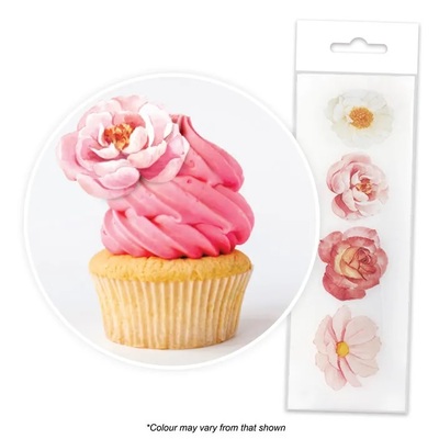 Edible Flower Floral Wafer Cake Toppers (Pk 16)