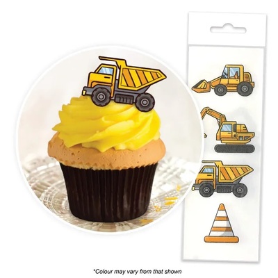 Edible Construction Wafer Cake Toppers (Pk 16)