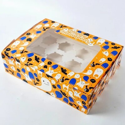 Halloween Cupcake Box With Window 12 Hole Pk 1