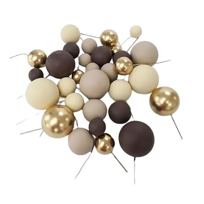 Neutral Mix Foam Ball Cake Decorating Toppers Pk 32