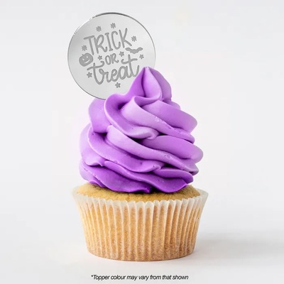 Silver Mirror Trick or Treat Halloween Cupcake Topper (Pk 50)