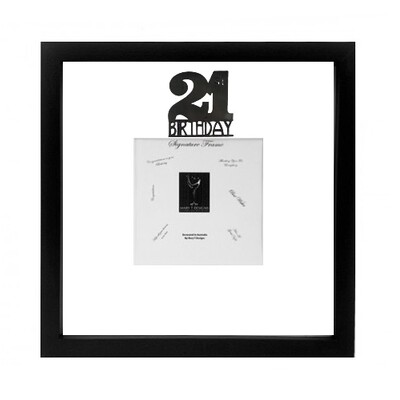 21st Birthday Black Signature Photo Frame With Pen