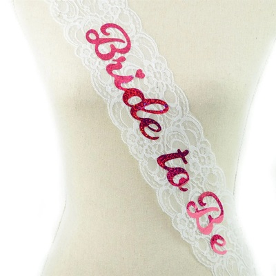 White and Pink Lace Bride To Be Sash