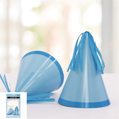 Light Blue Party Hats with Tassel (Pk 6)
