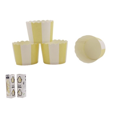 Yellow & White Stripe Paper Baking Cups (Pk 30)