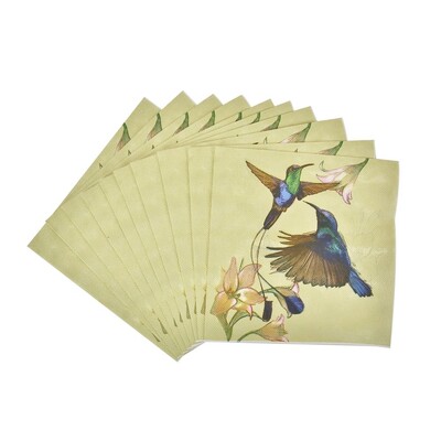 Hummingbird Floral Print Lunch Napkins 2 Ply Pk20