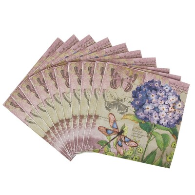 Hydrangea Flowers Floral Paper Lunch Napkins 2 Ply 33cm Pk 20 