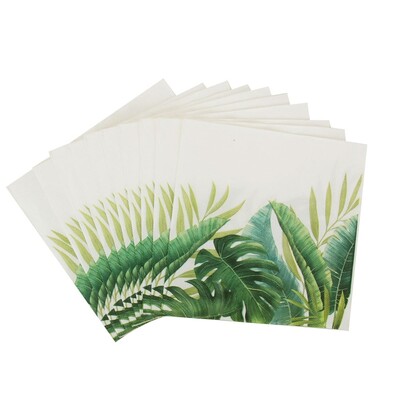 Tropical Palm Leaves Paper Lunch Napkins 2 Ply 33cm Pk 20