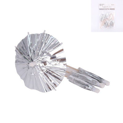 Metallic Silver Cocktail Parasol Umbrella Picks Pk 12