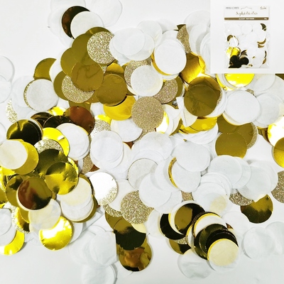 Jumbo Gold White Paper Confetti Scatters (2.5cm) 20g