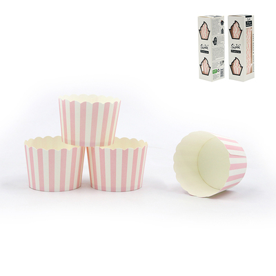 Light Pink & White Stripe Paper Baking Cups Pk 30