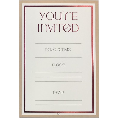 Pink & Beige You're Invited Invitations & Envelopes (Pk 6)