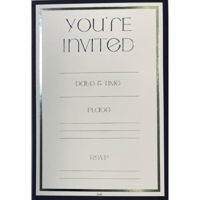 Blue & White You're Invited Invitations & Envelopes (Pk 6)