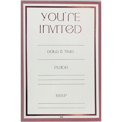 Pink & White You're Invited Invitations & Envelopes (Pk 6)