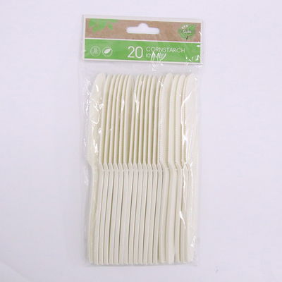 Eco Friendly Eggshell White Cornstarch Knife Knives (Pk 20)