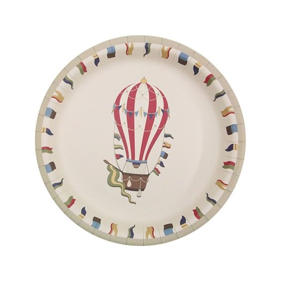 Vintage Hot Air Balloon Paper Plates 23cm (Pk 12)
