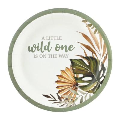 Wild One On The Way Baby Shower Paper Plates 18cm (Pk 12)