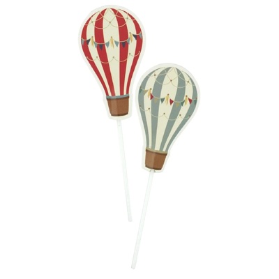 Vintage Hot Air Balloon Cupcake Pick Toppers (Pk 12)