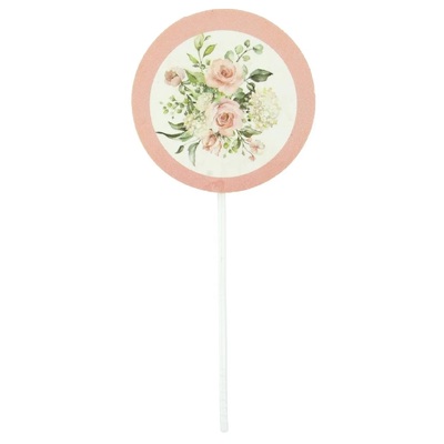 Pink Floral Cupcake Pick Toppers (Pk 12)