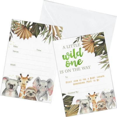 Wild One Baby Shower Invitations & Envelopes (Pk 6)