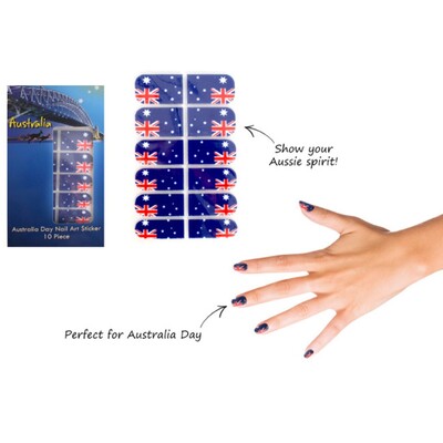 Finger Nail Stickers Aussie Flag Pk 10