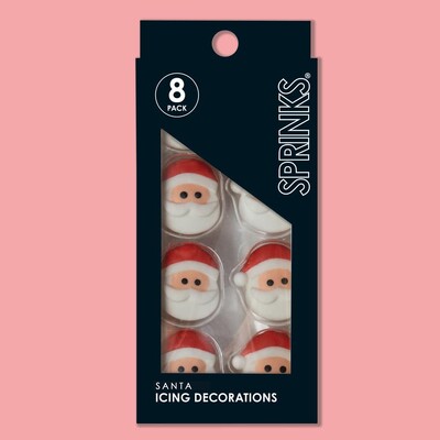 SPRINKS Christmas Santa Edible Icing Decorations Pk 8