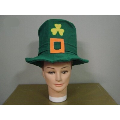 St. Patrick's Day Green Felt Hat with Yellow Shamrock Pk 1
